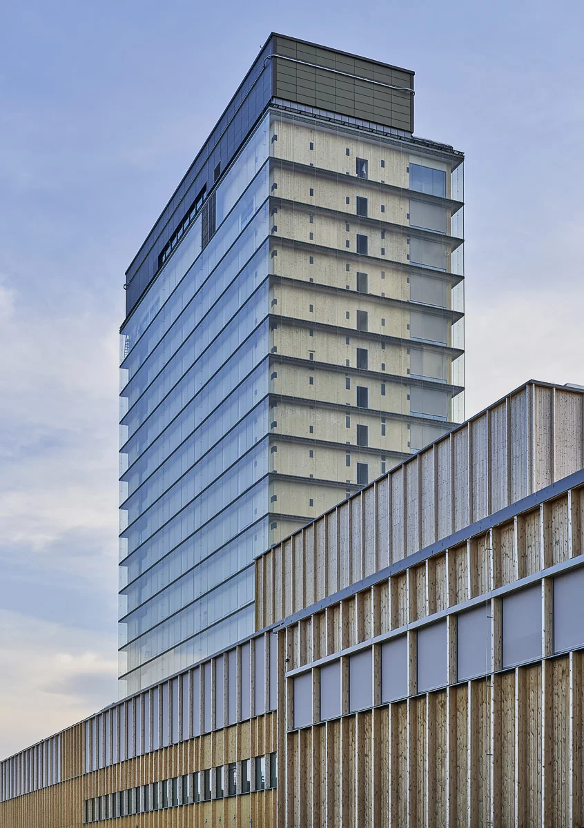 The Sara Cultural Centre's main hotel consists of 20 floors and offers views of the stunning landscape just south of the Arctic Circle