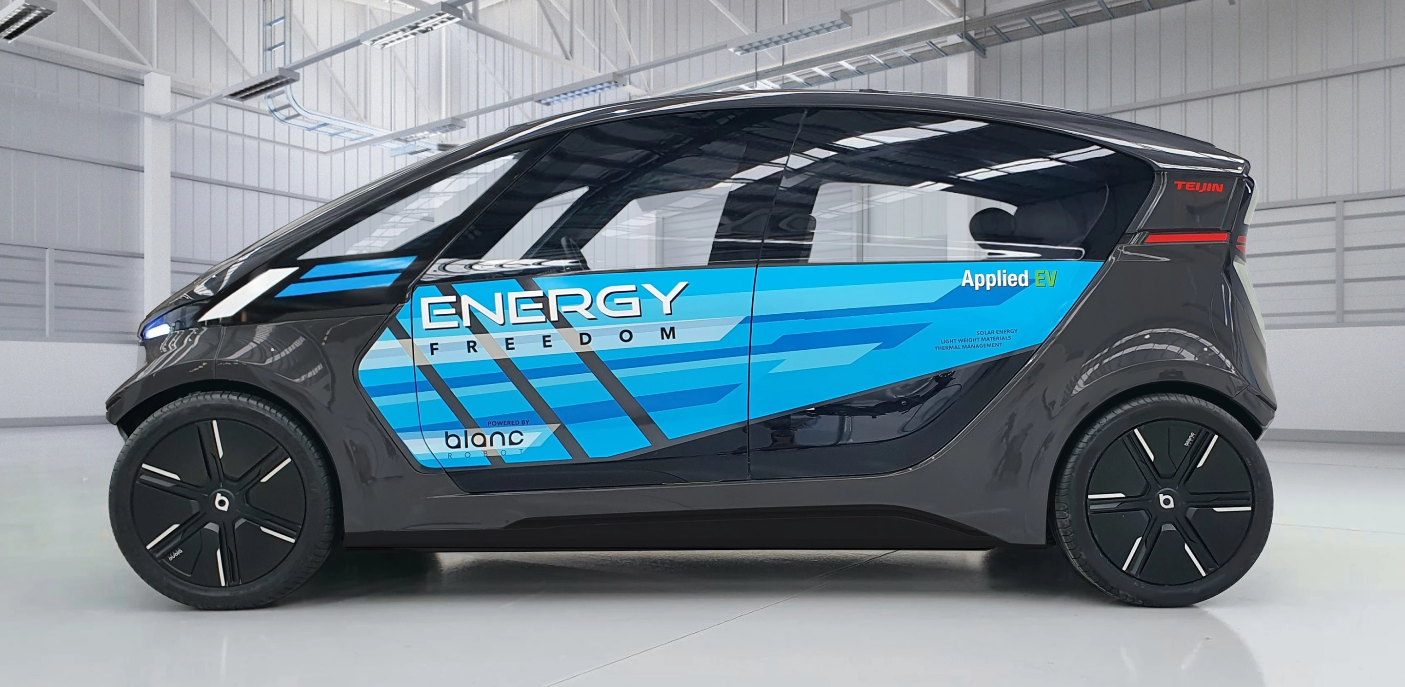 Teijin's EV prototype features polycarbonate resin glazing on its doors and windows