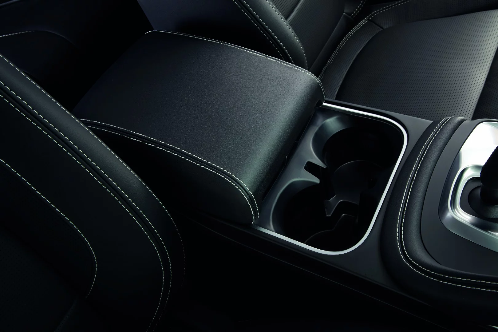 A smaller console with cupholders