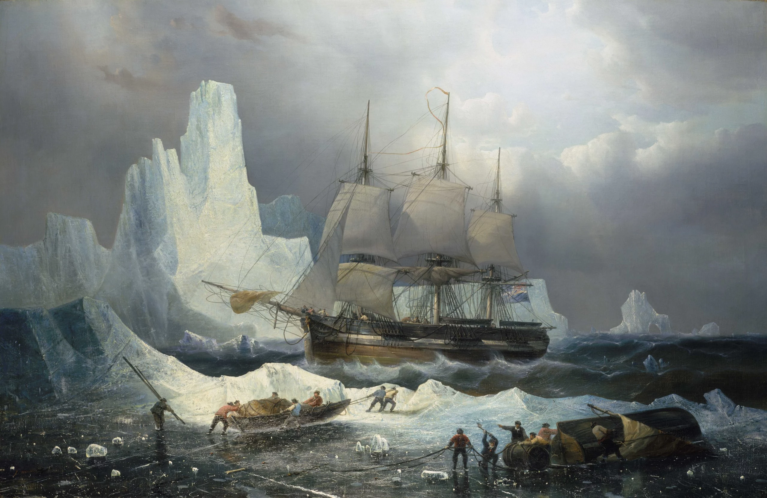 A painting of the HMS Erebus, aboard which John Gregory served as an engineer