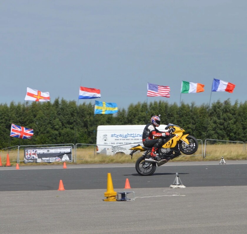 The World Wheelie Championship is open to regular motorcycle riders who would like to test their skills against the best