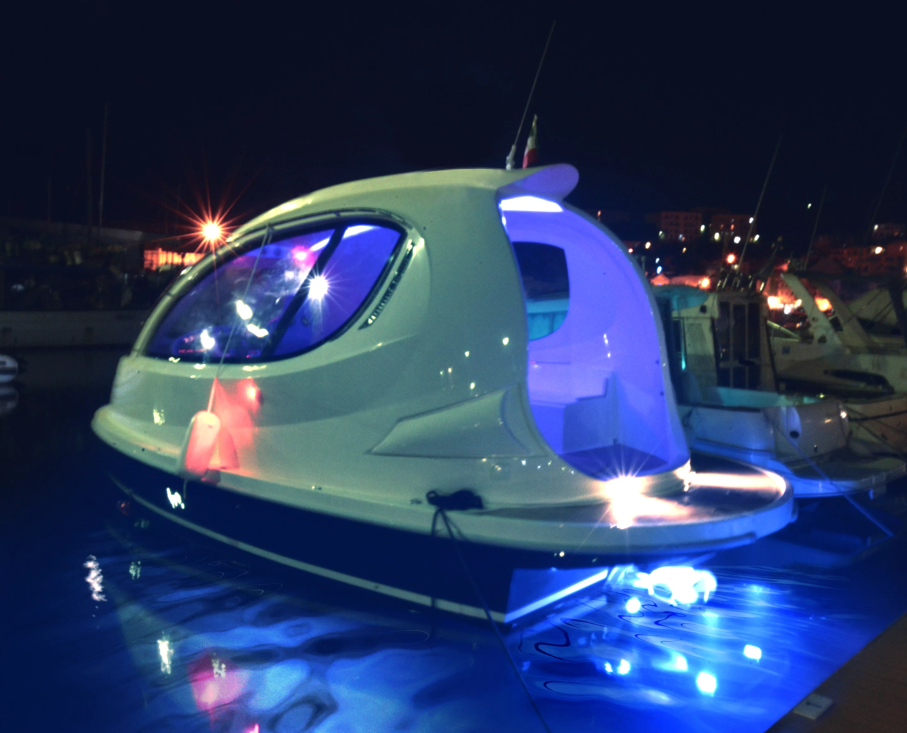 Jet Capsule docked by night