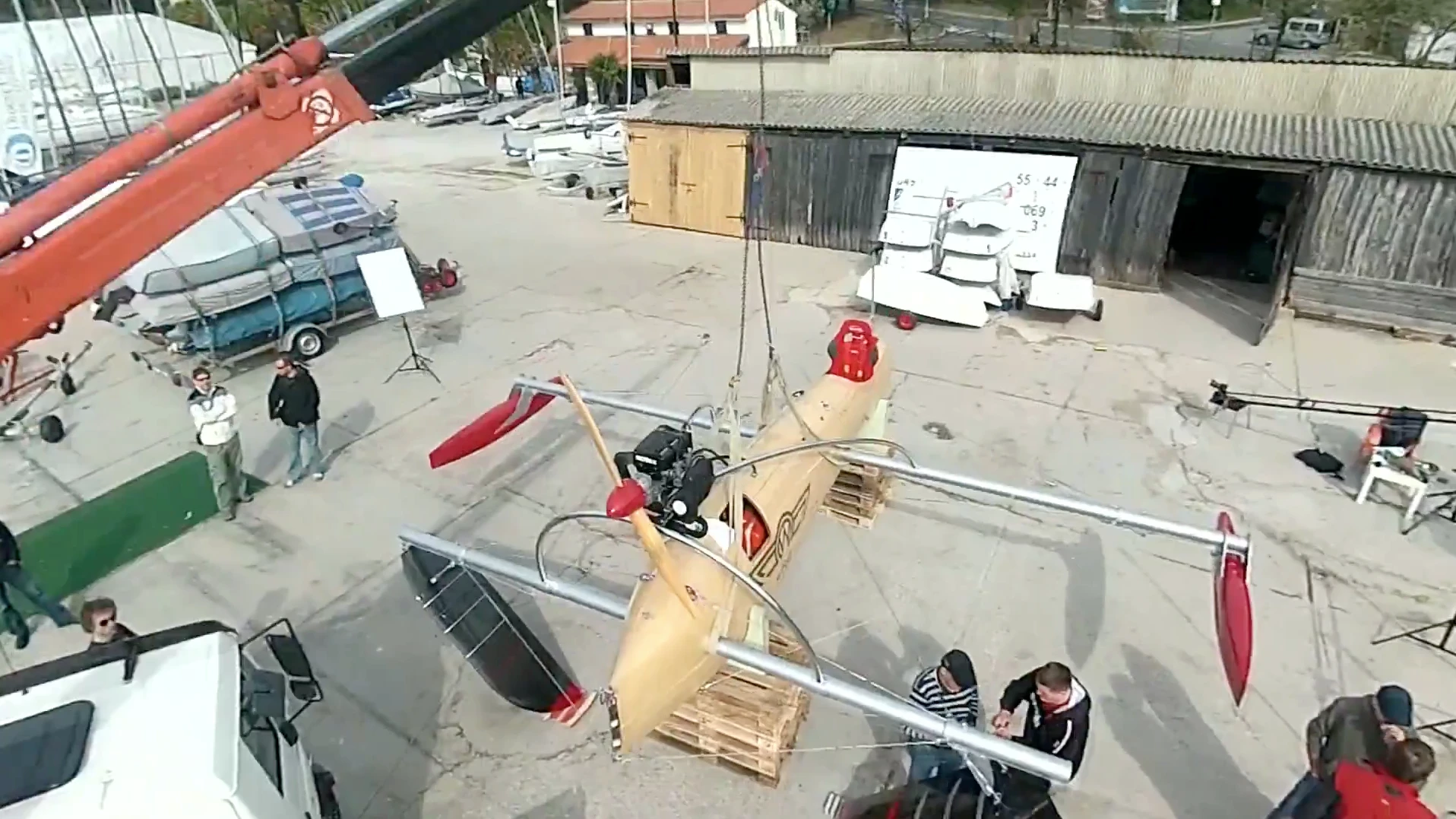 The prototype wFoil 18 Albatross in the workshop