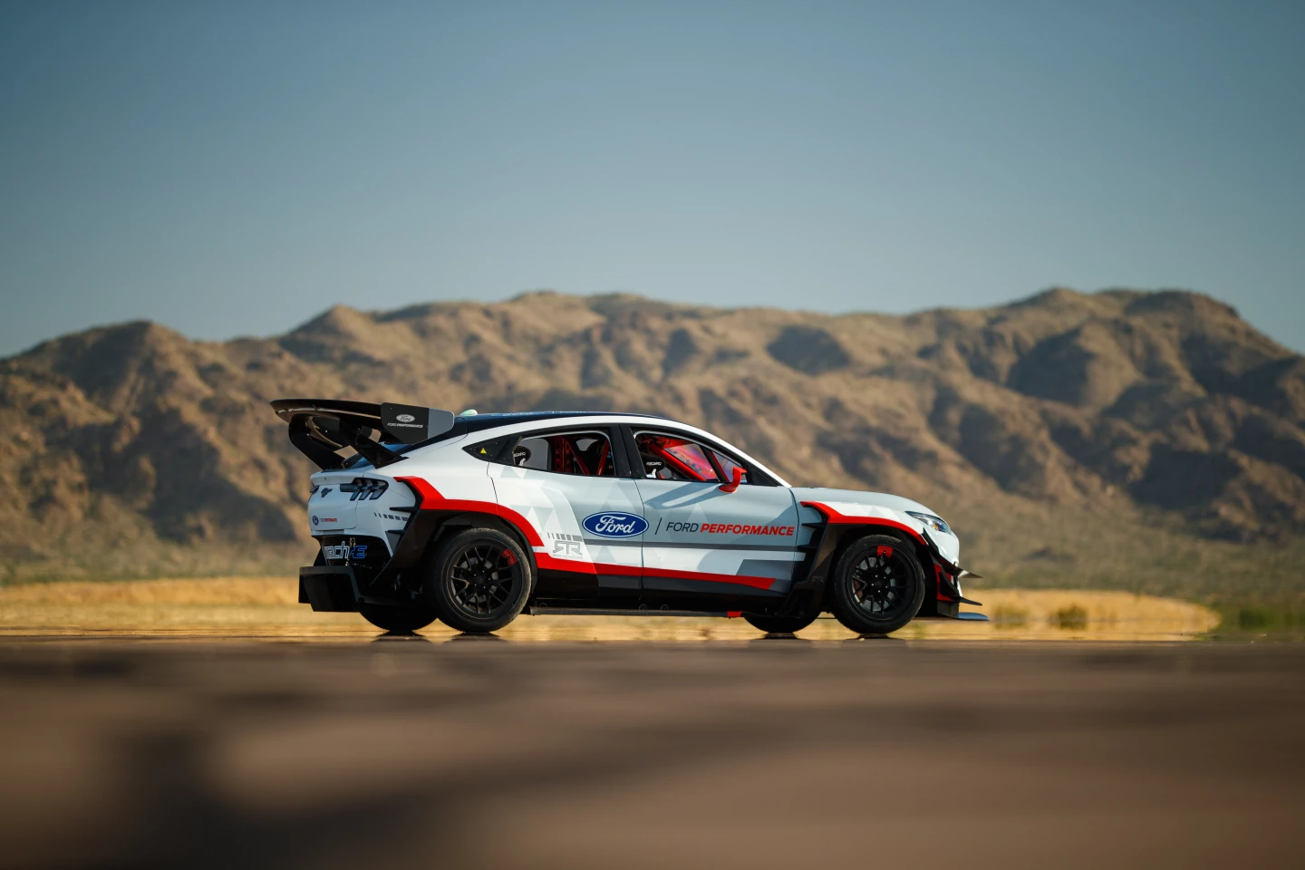 Ford will give the Mustang Mach-E 1400 a public driving debut at an upcoming Nascar event