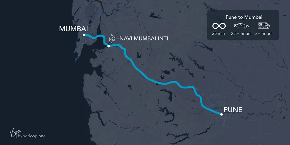 According to Virgin Hyperloop One, the 25-minute link between central Pune, Navi Mumbai International Airport and Mumbai would connect 26 million people and come to provide 150 million passenger trips a year