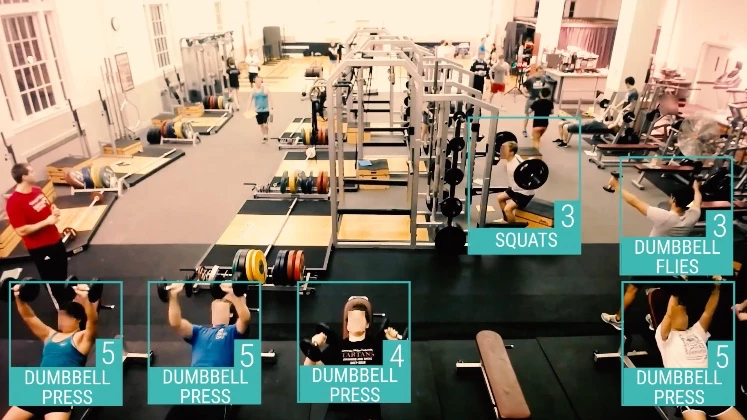 GymCam can simultaneously track multiple users performing different exercises
