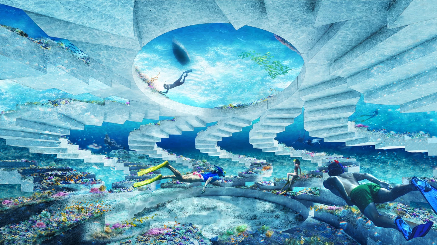 ReefLine's staircase sculpture will be open to the public – as long as they are able to snorkel down there