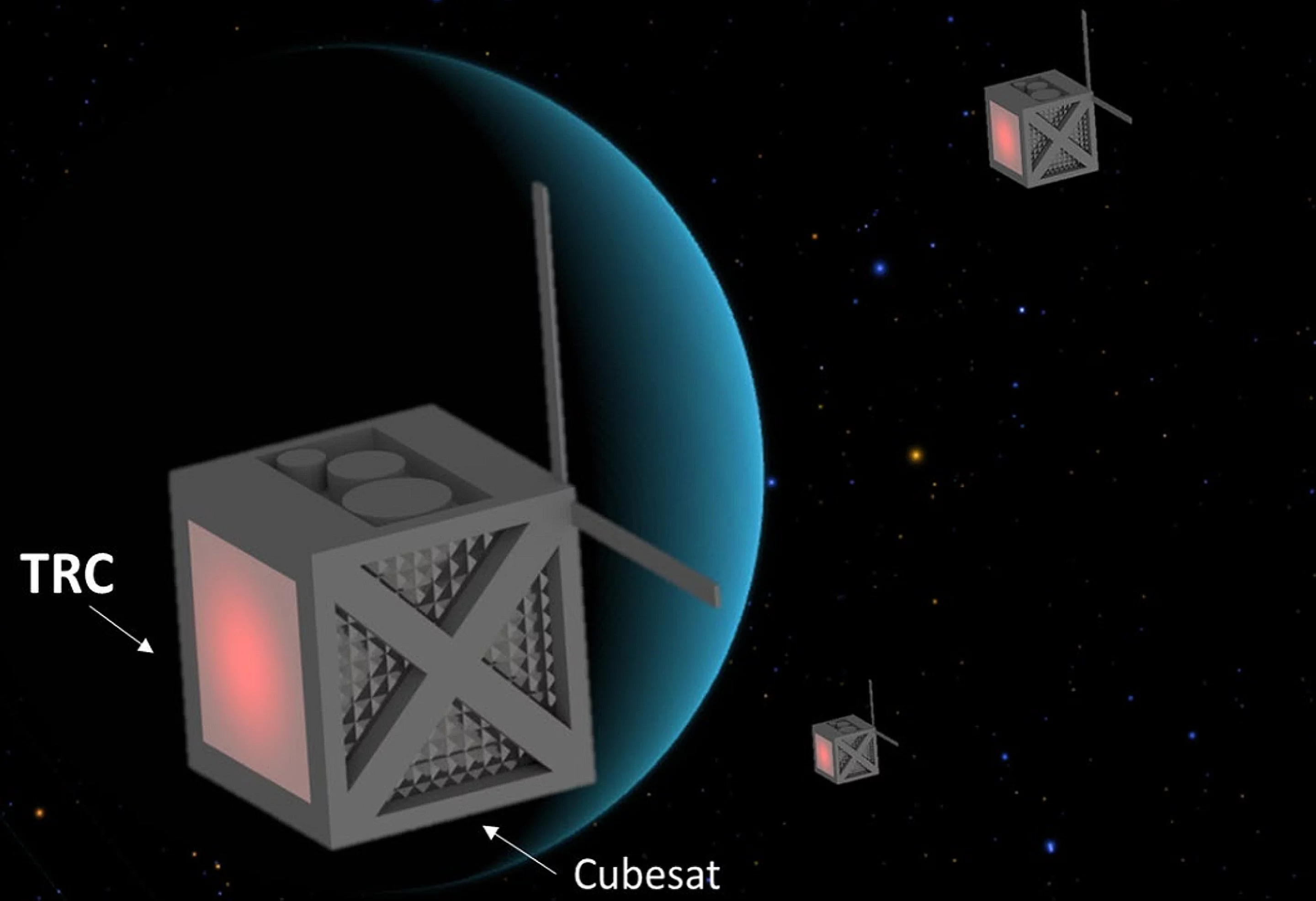 Artist's concept of future nuclear-powered CubeSats