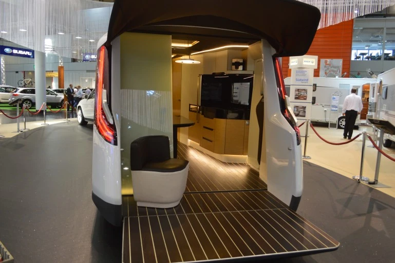 The Caravisio's fold-out deck was inspired by yachts