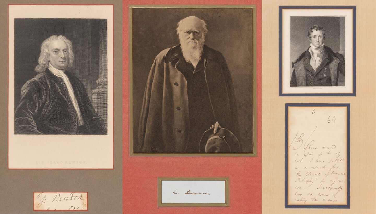 Lovers of scientific history will no doubt be interested in this grouped lot of framed autographs by three of the most famous scientists of all time: Sir Isaac Newton, Sir Humphrey Davy, and Charles Darwin. The official estimate of this lot is particularly conservative at between $4,000 and $6,000 and when the virtual hammer falls on 19 January, I expect the final price will be (much) greater.