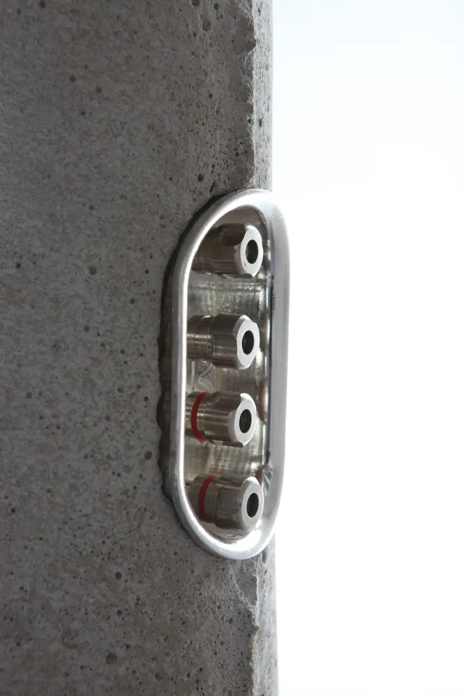 The 'Exposed' speakers are made of concrete, and utilize horn loudspeaker technology (Photo: Shmuel Linski)