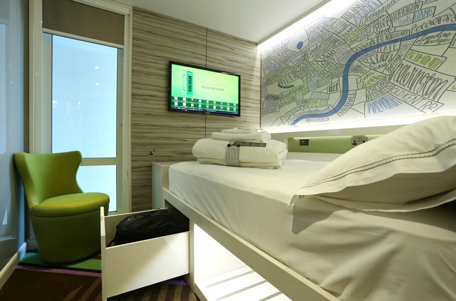Storage is built into the beds at hub by Premier Inn to save space