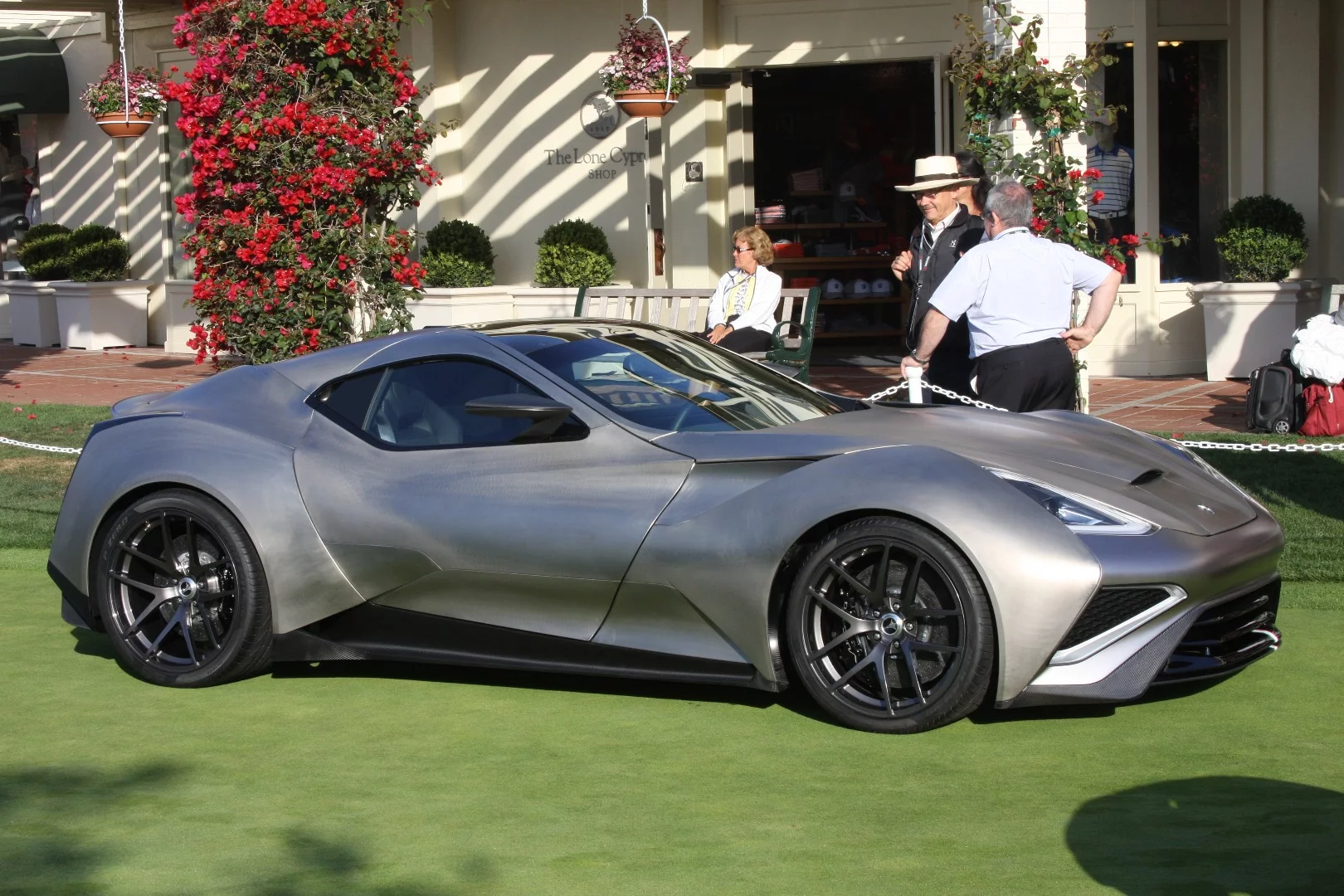 Icona Vulcano Titanium on display with the concept cars at Pebble Beach.