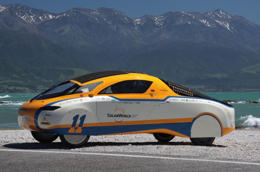 The SolarWorld GT solar-powered car is currently on a drive around the world, and embarks on the U.S. leg of its trip later this week
