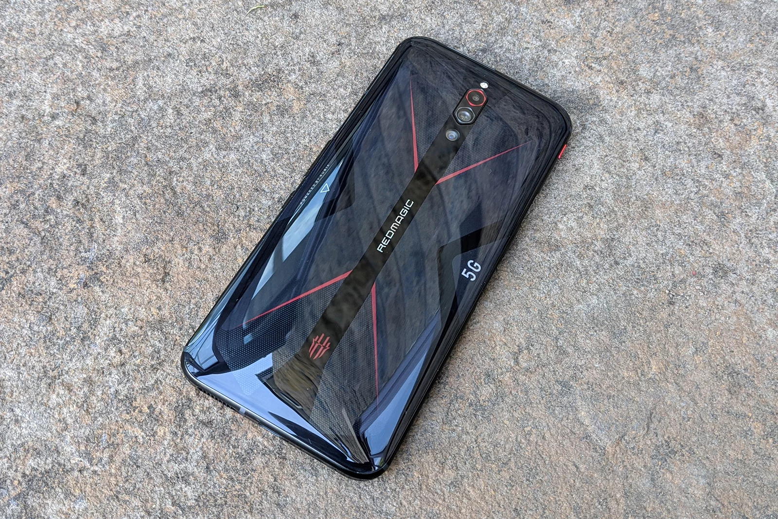 From the back you can tell this is a gaming phone – this is one of three color options