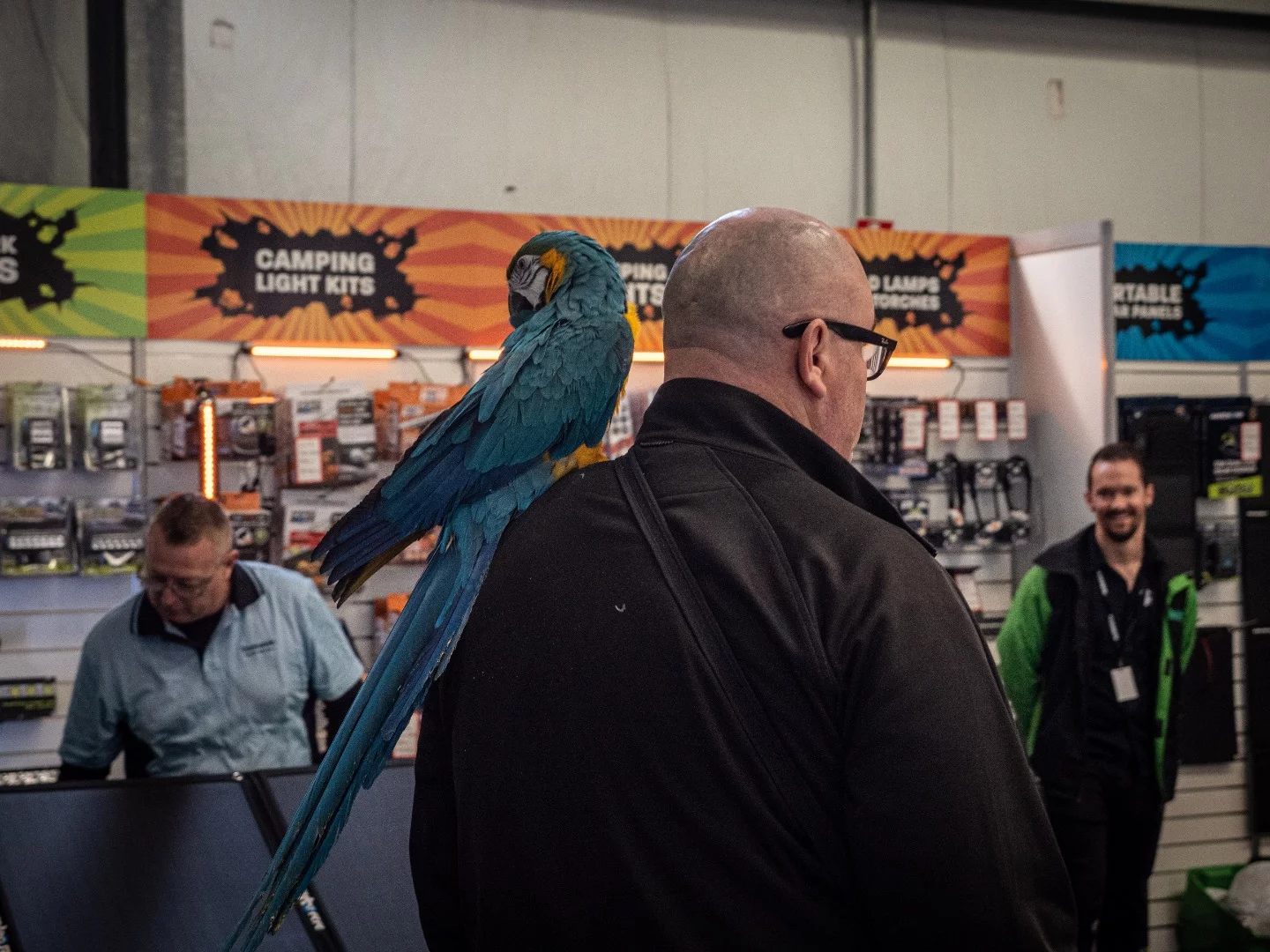 This bloke brought his parrot