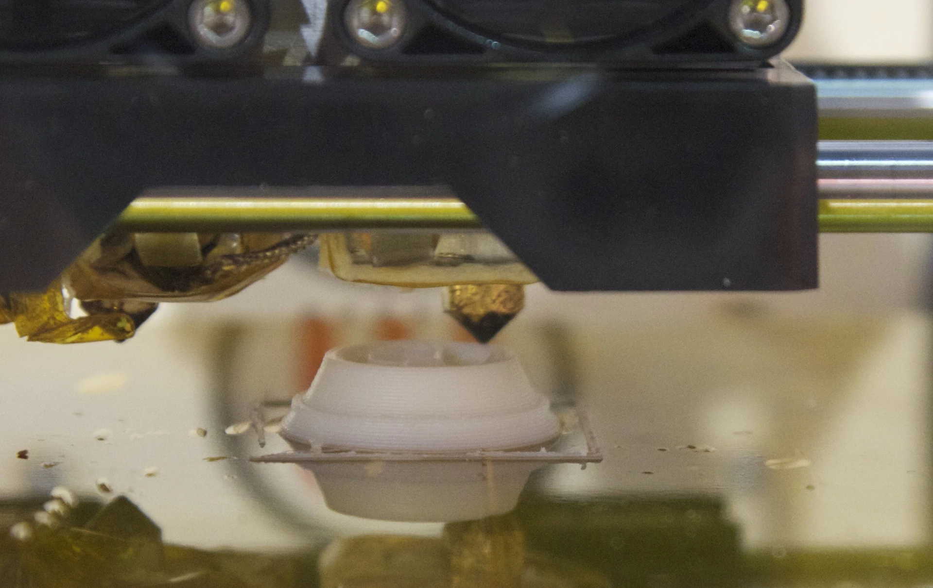One of Replicator's two MakerBot Stepstruder's in action, at a print speed of 1.57-inches per second