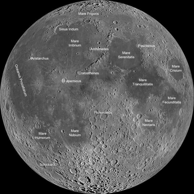 Lunar map showing the major features of the Moon's surface (Photo: NASA)