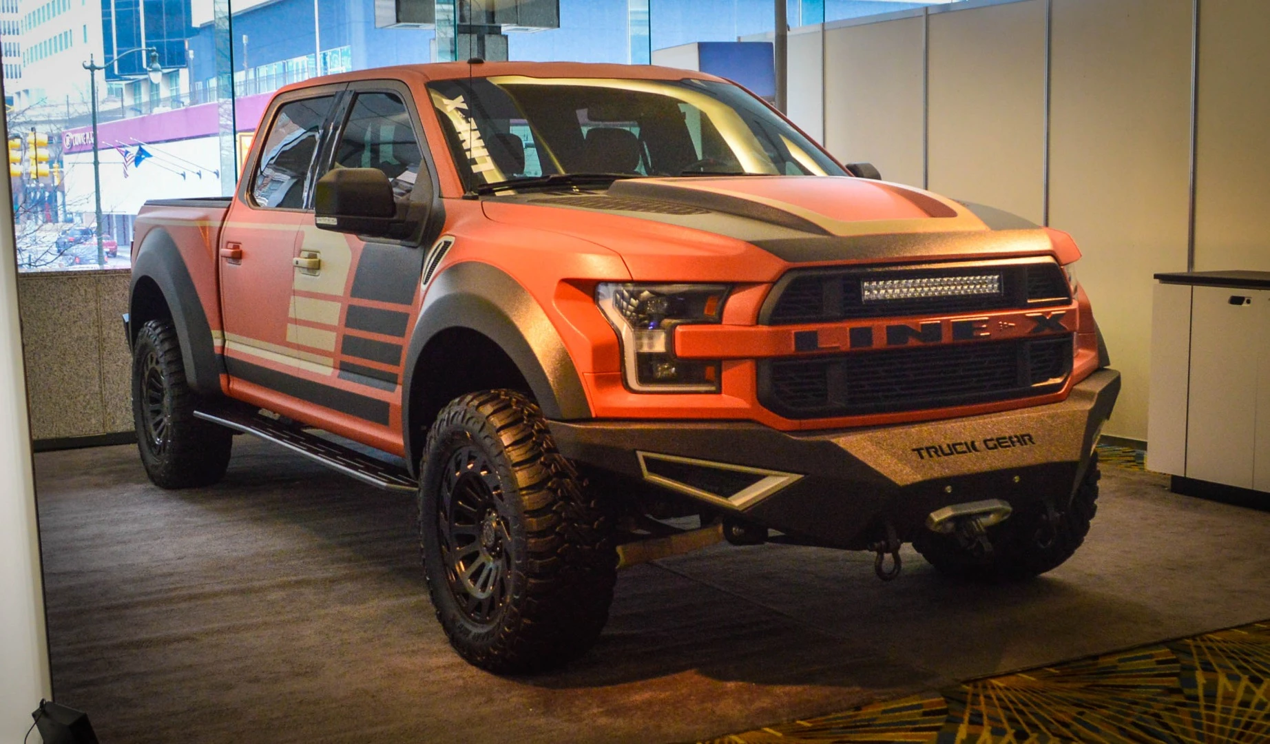 Line-X in the hallway of NAIAS 2018