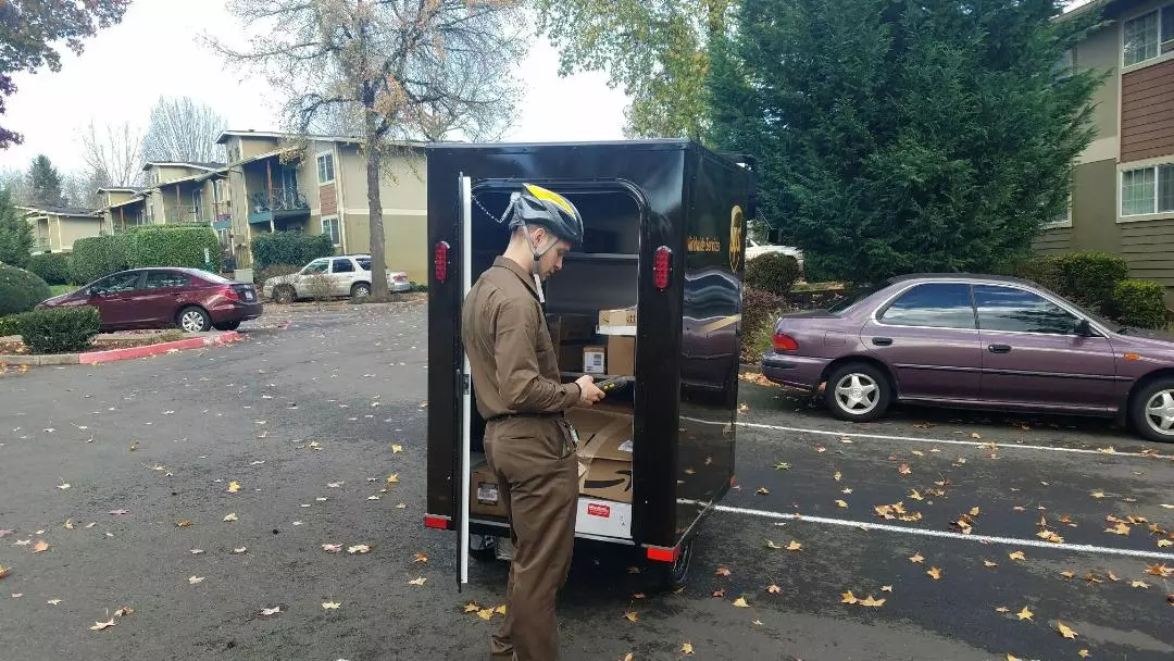 The UPS Cargo Cruiser can be operated purely by human power, purely by its motors, or a combination of both