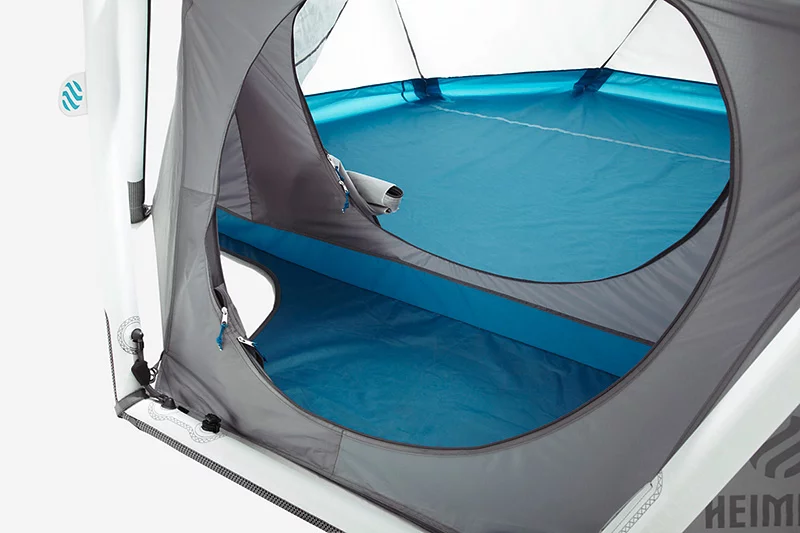The inflatable geodesic "Cave" tent from Heimplanet