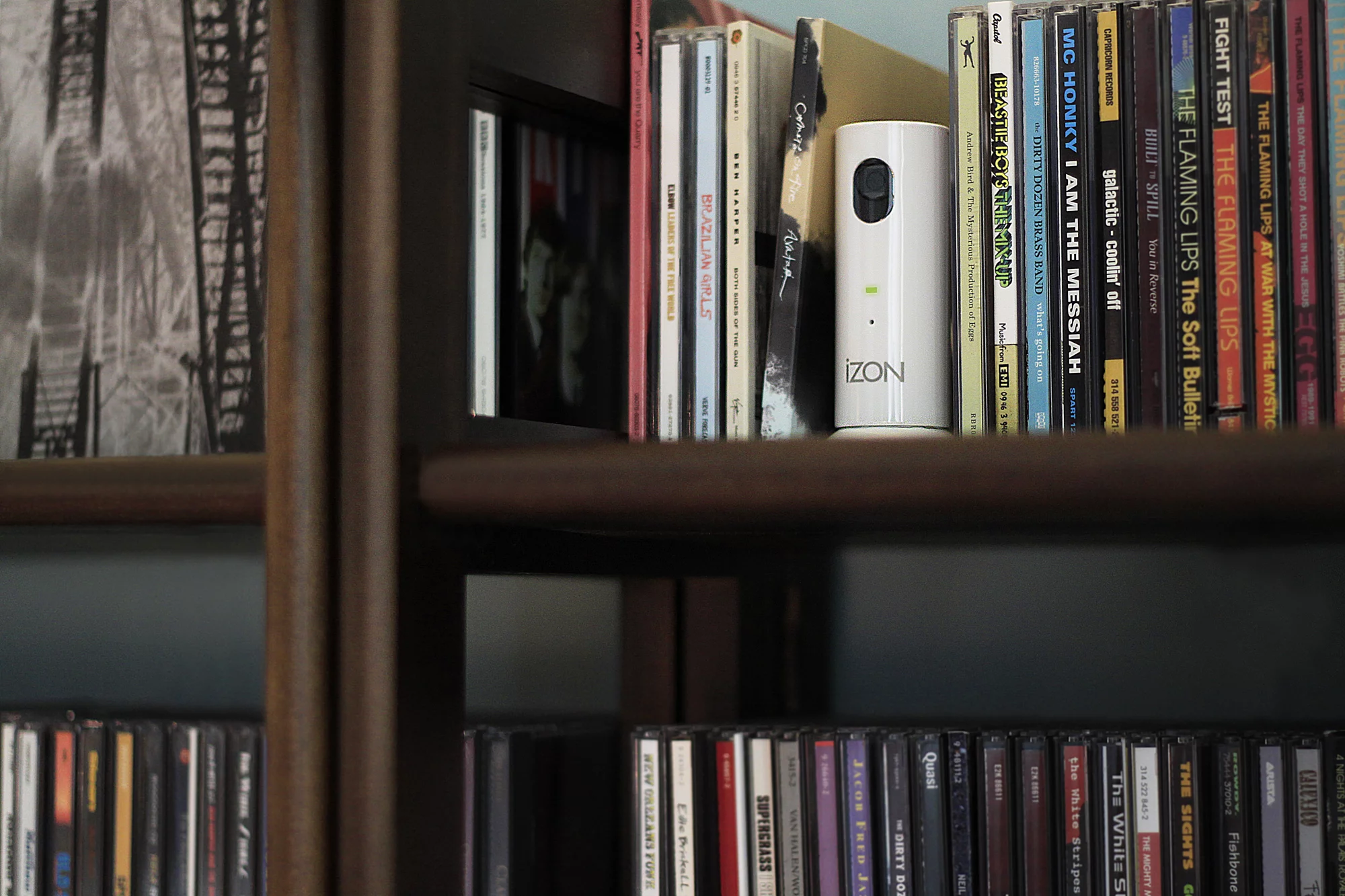 The iZON Remote Room Monitor can be positioned so that it surveys the room needing protection, and sends an alert to an iOS device app when it detects movement or noise