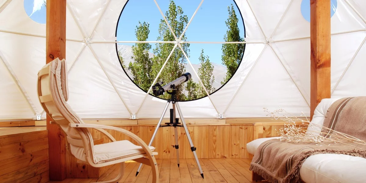 Dome lodgings offer simple comforts as not to disturb from the sky views