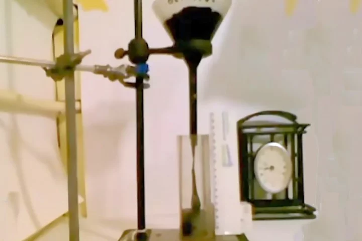 Pitch drop caught in the act of falling in the Trinity College experiment (Photo: Trinity College)