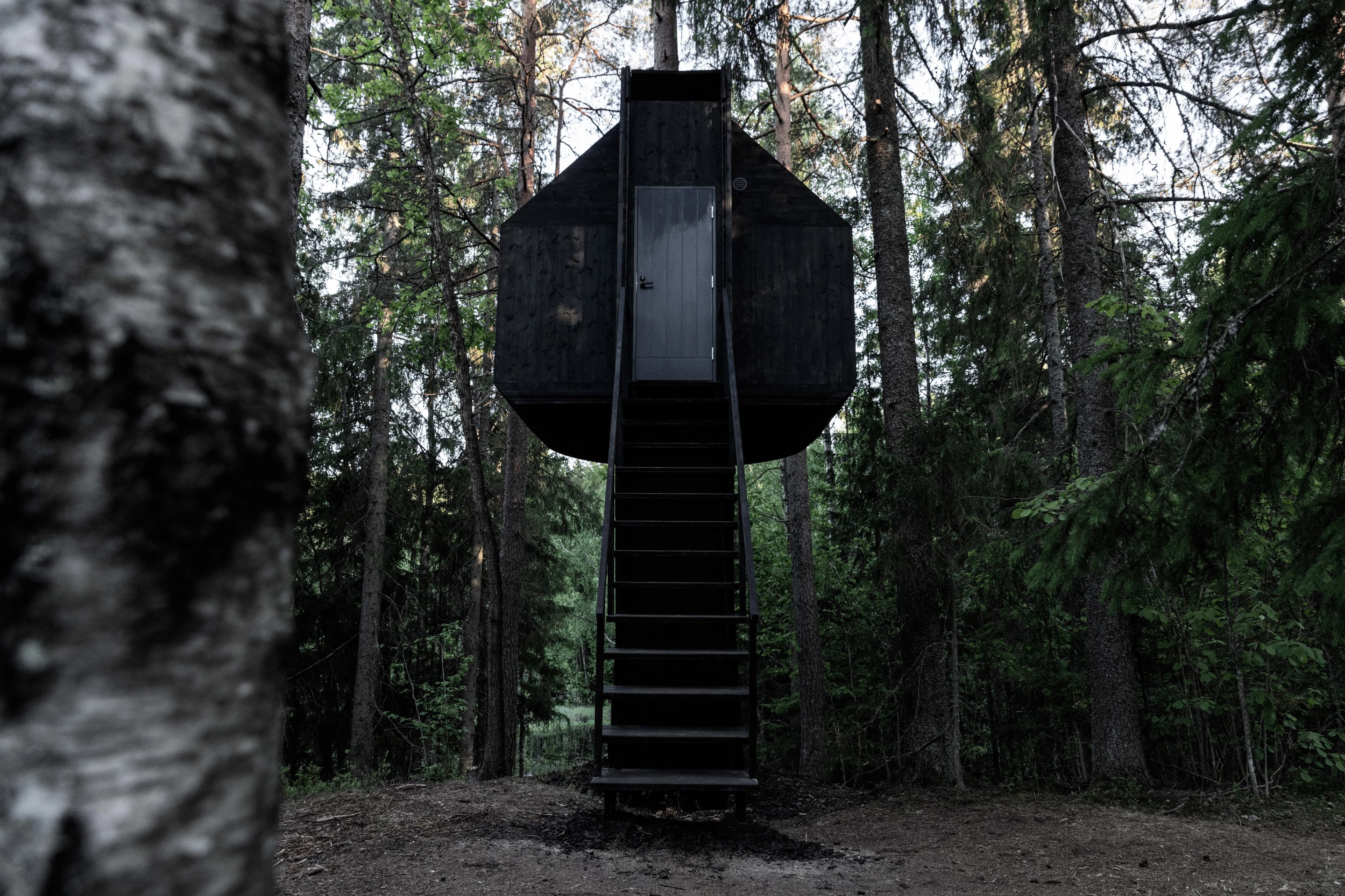 Visitors gain access to the Koja using an exterior staircase