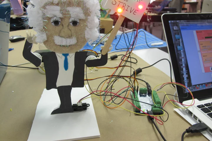 The Hummingbird kit allows children to turn their art projects into moving, interactive robots