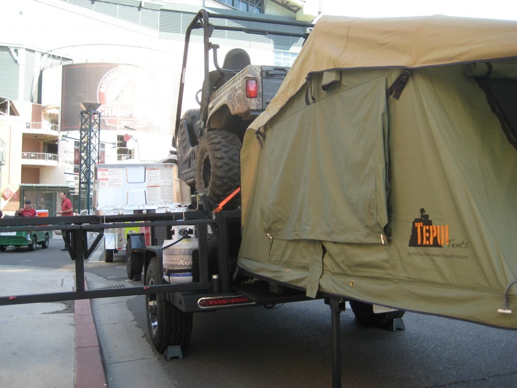 Since the Yak's deck is dedicated to hauling motorized toys, it uses a slide-out tent design below