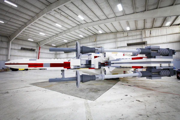 Side view of the Lego Star Wars X-Wing model