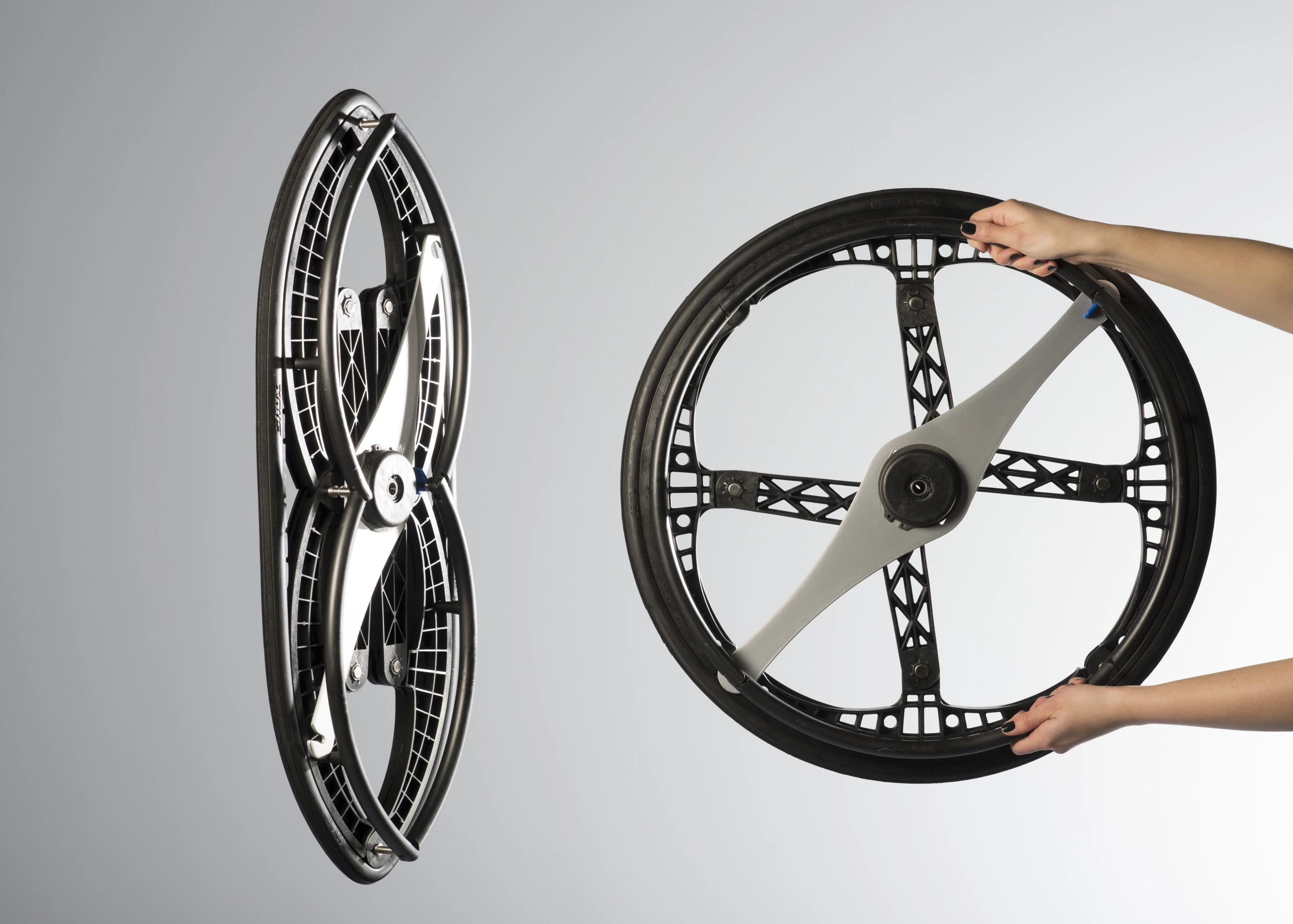 The wheel folding mechanism is said to be easy to master, requiring no special tools