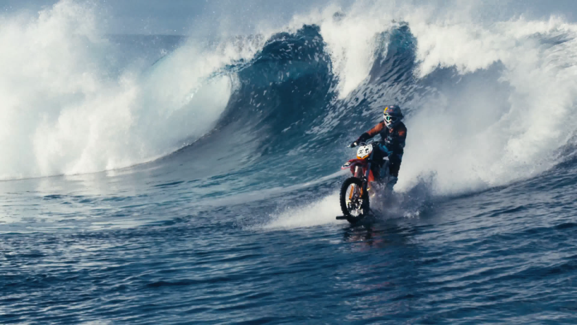 Small wave safely traversed, he goes looking for bigger challenges...