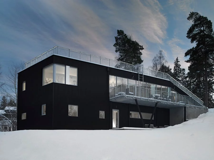 The Pulkabacken home by Street Monkey Architects in Värmdö, Sweden. The 200 sq m (2,152 sq ft) dwelling was built using prefabricated steel and concrete modules