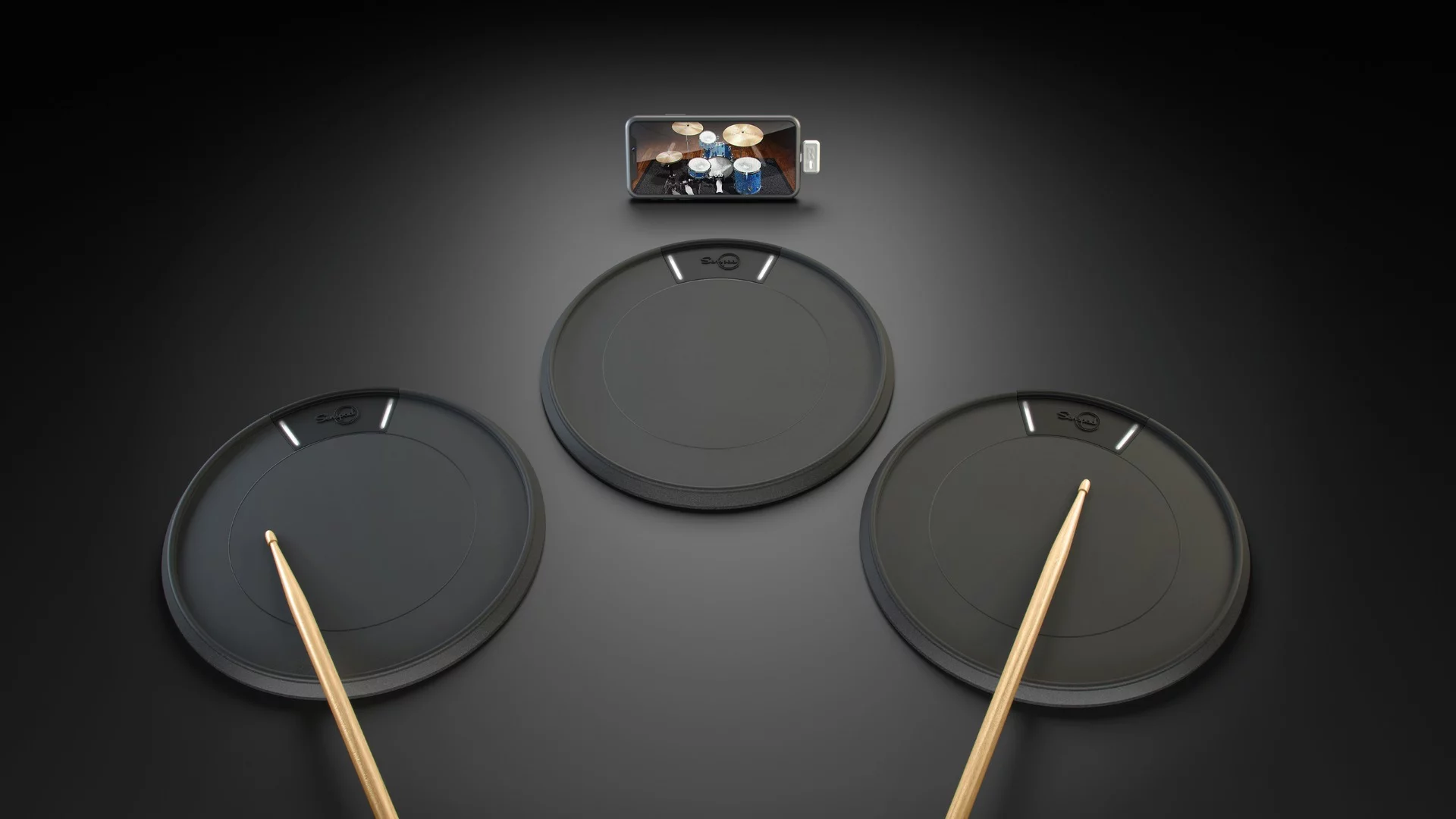Each Senspad has three hit zones that can be assigned instruments or sounds via a companion mobile app running on a smarpthone