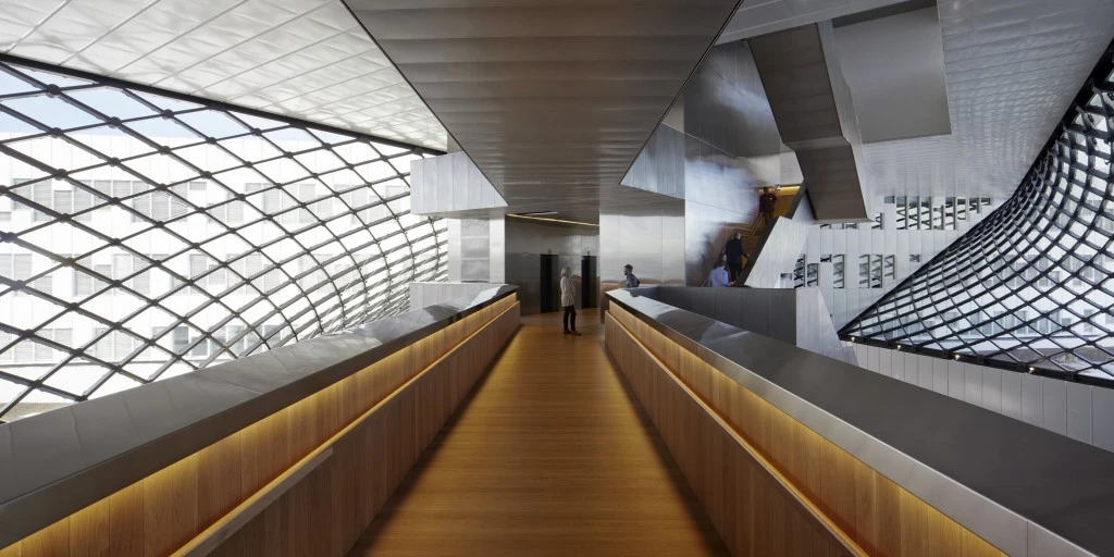 The HQ's walkways and stairways create abstract interiors (Photo: A-Lab)