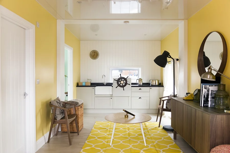 There are nautical-themed touches inside the Floating House