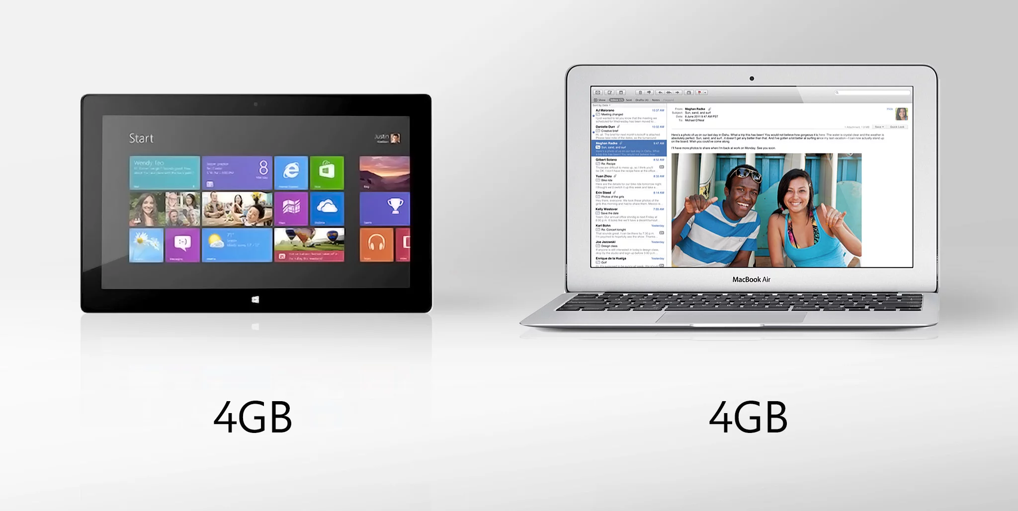 Both devices ship with 4 GB of RAM