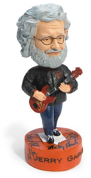 The Jerry Garcia bobblehead signed by Bob Weir, Mickey Hart, Bill Walton, Phil Lesh and Bill Kreutzmann