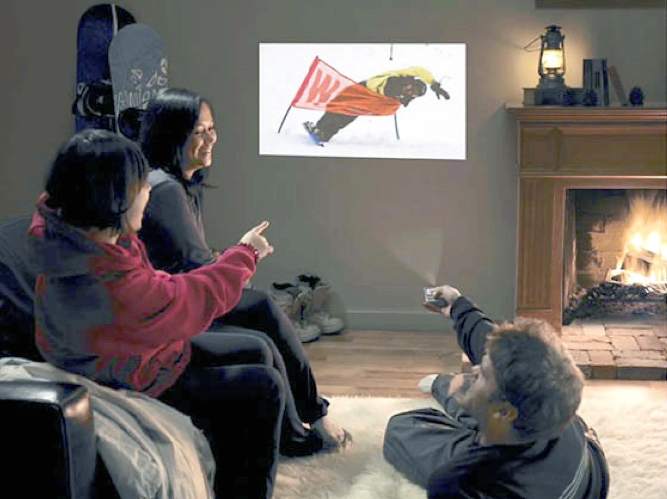 Turn down the lights and point the Ayane at a nearby wall for a 42-inch slideshow