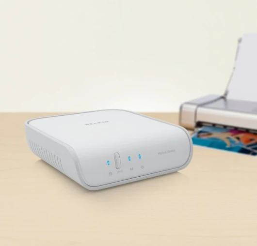 Plug in up to four USB devices and share over a home network