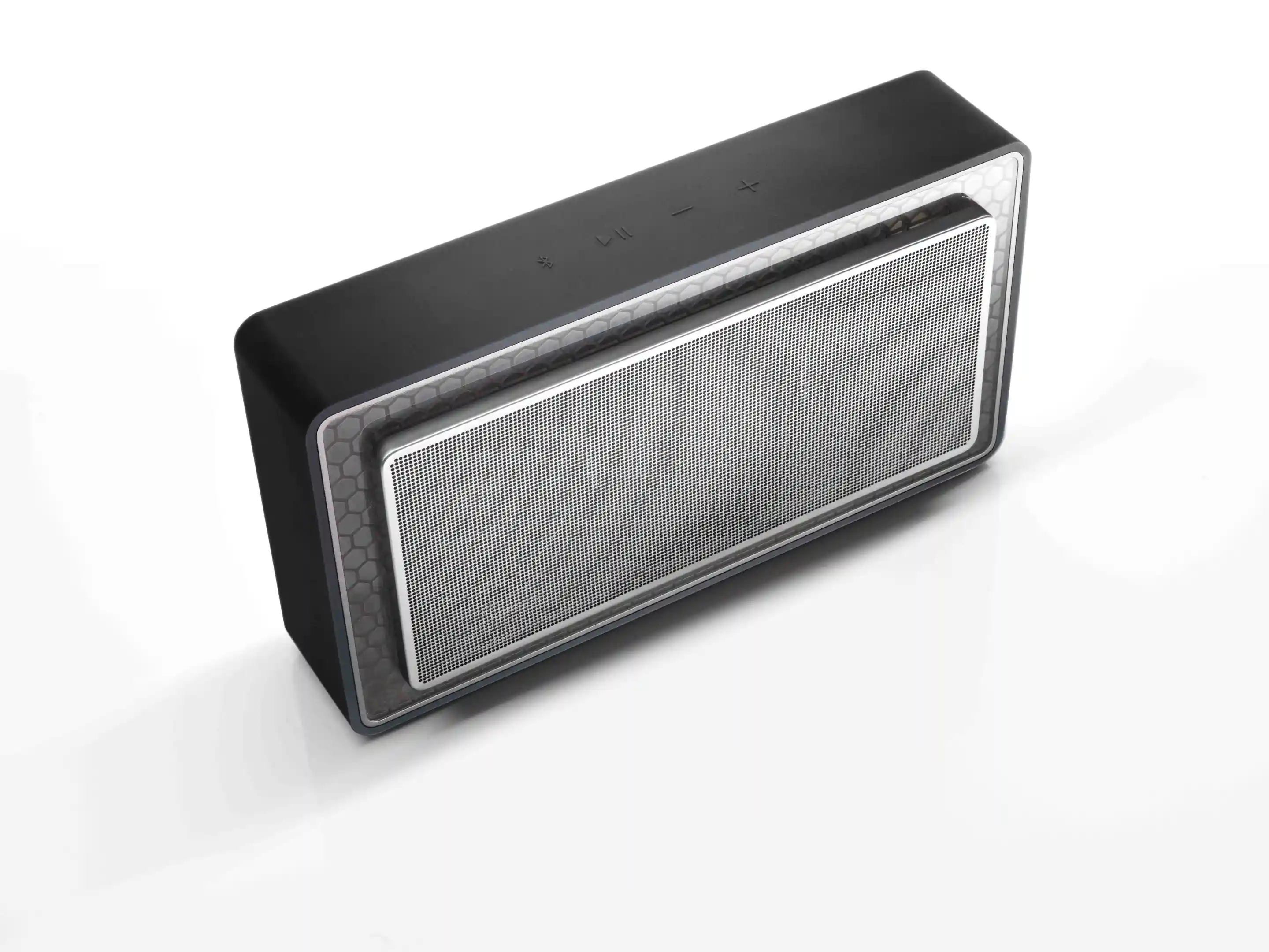 The speaker's simple interface controls are supported by a number of audio cues developed with composer, artist and performer Mira Calix