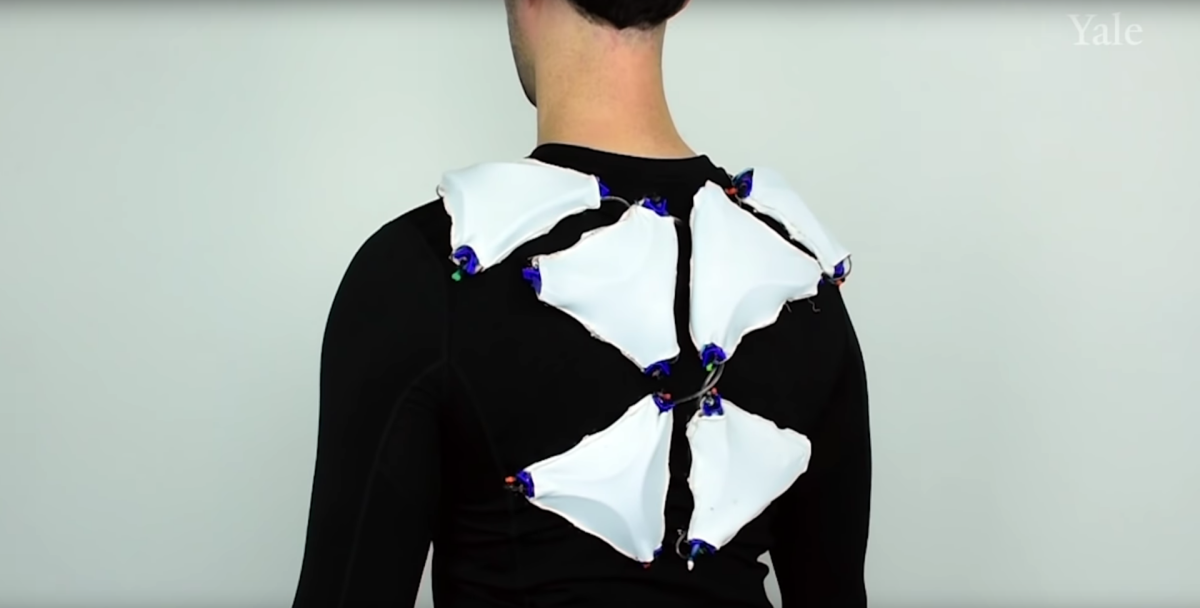 The robotic skins could also be used as wearable devices, such as this posture-correcting system that can detect when a person is slouching and vibrate to remind them to sit up straight