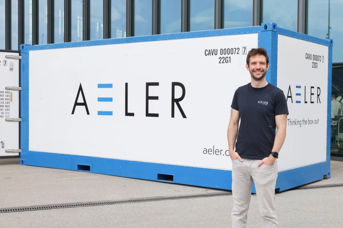 Aeler co-CEO David Baur, with one of his company's Unit One shipping containers