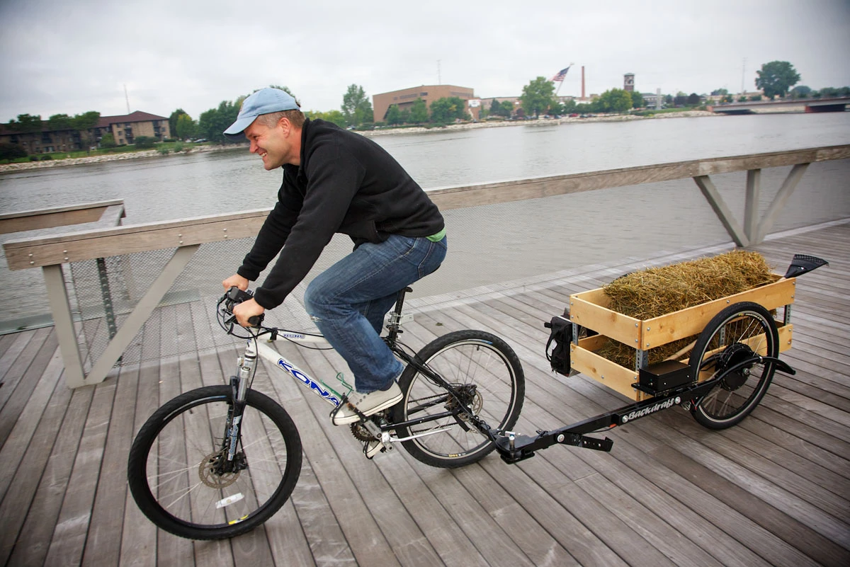 The Brouhaha's control system matches motor output to towing force, eliminating the pull of the trailer