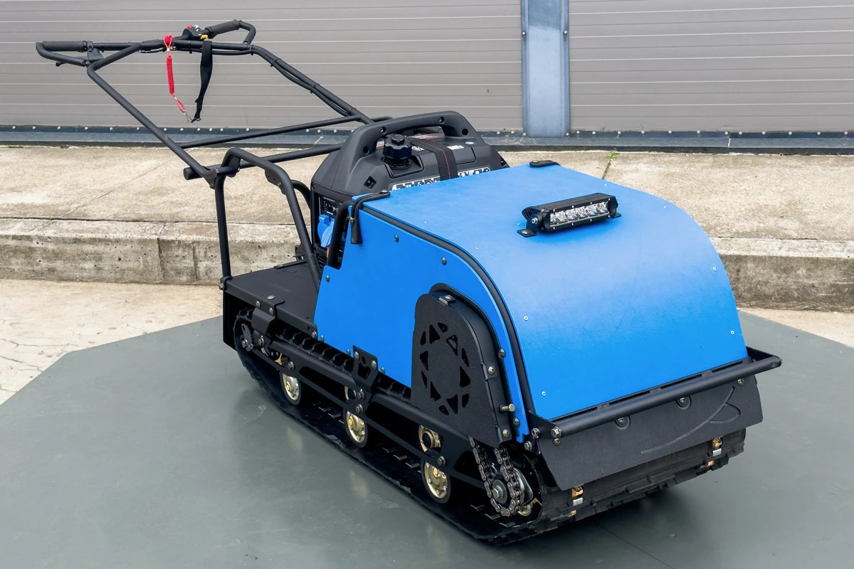 The SnowdogX has two forward speeds and one reverse speed