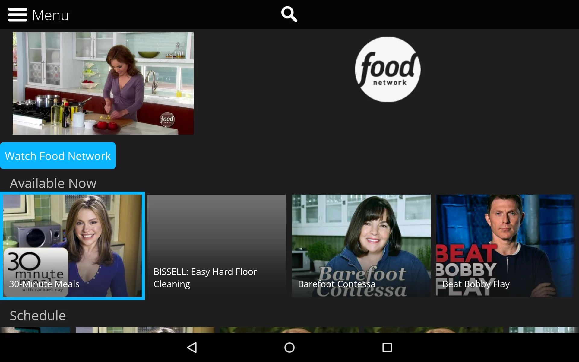 On demand shows on the Android tablet app