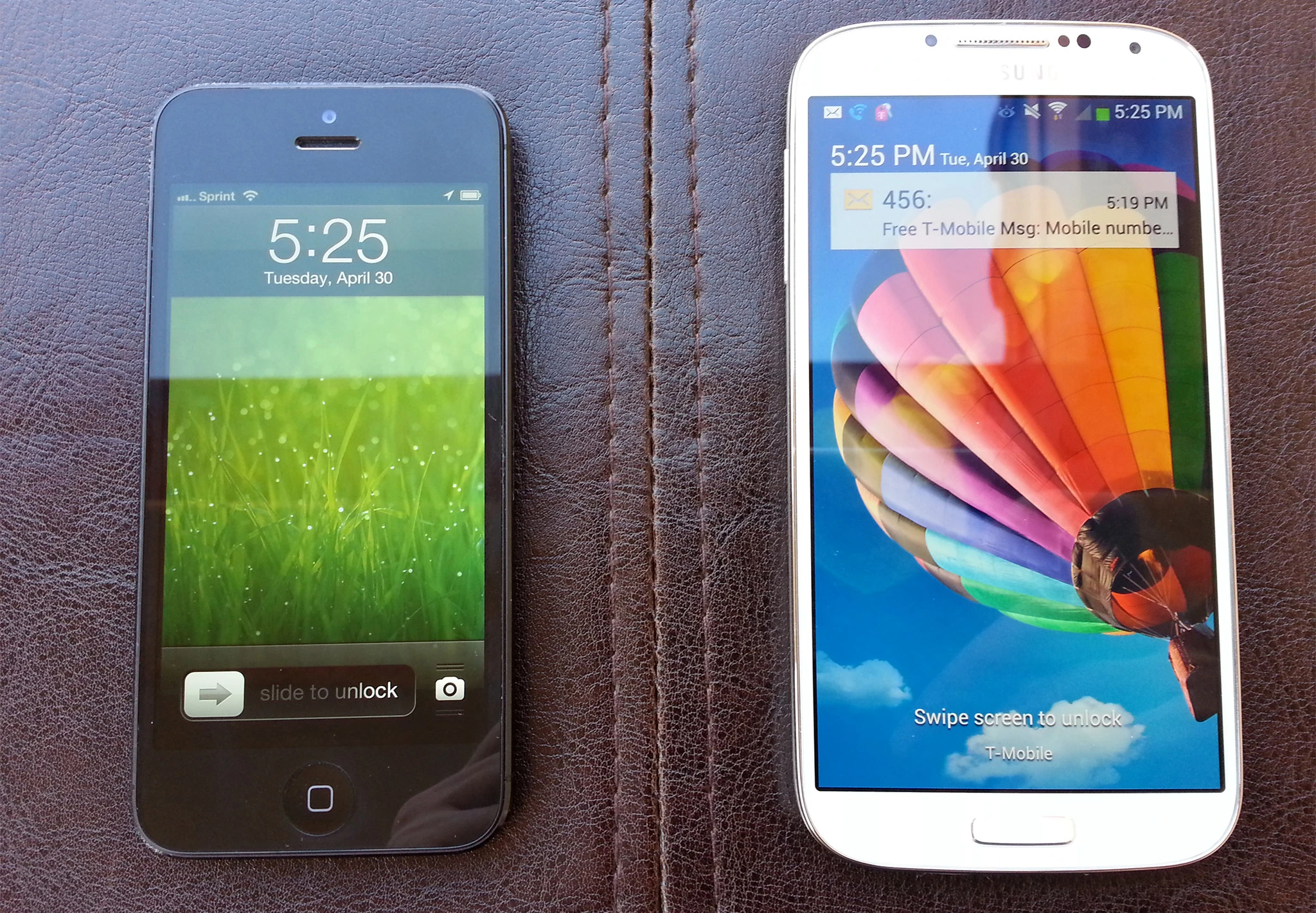 The GS4 is much bigger than the iPhone 5, but it doesn't feel heavier in hand