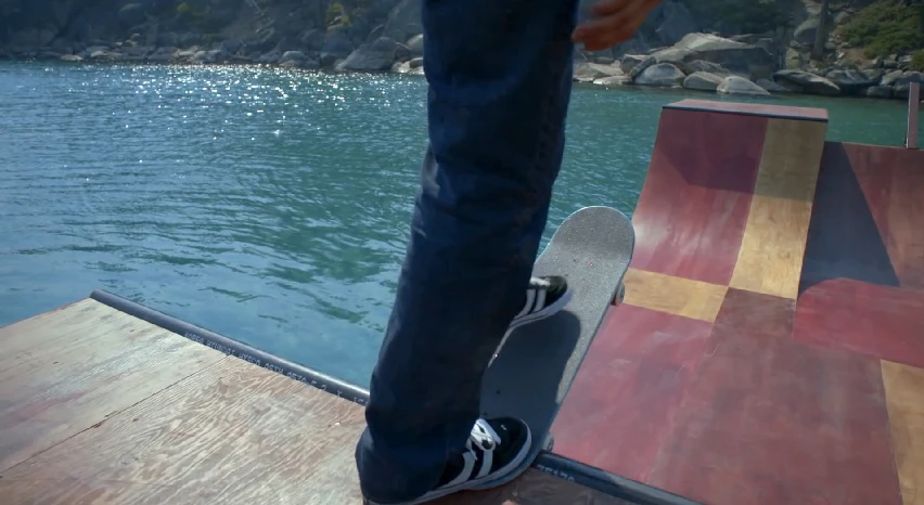 The floating ramp was put to the test by pro skateboarder Bob Burnquist